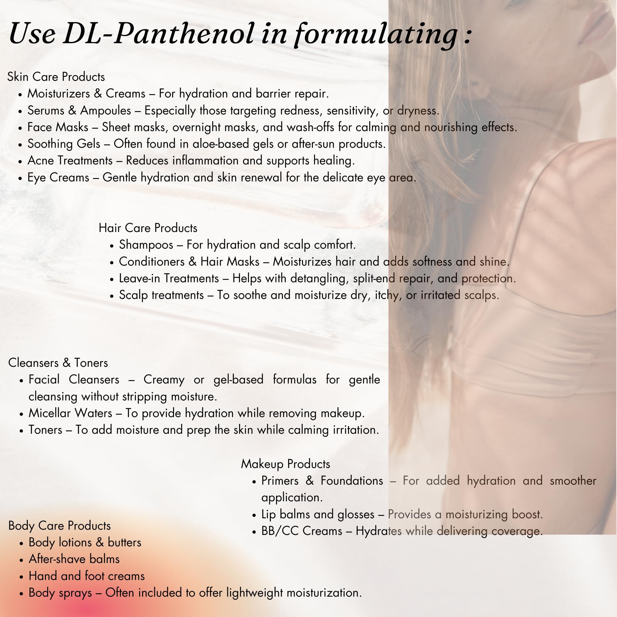 Naples Cosmeceuticals panthenol powder for hair care adds shine and softness