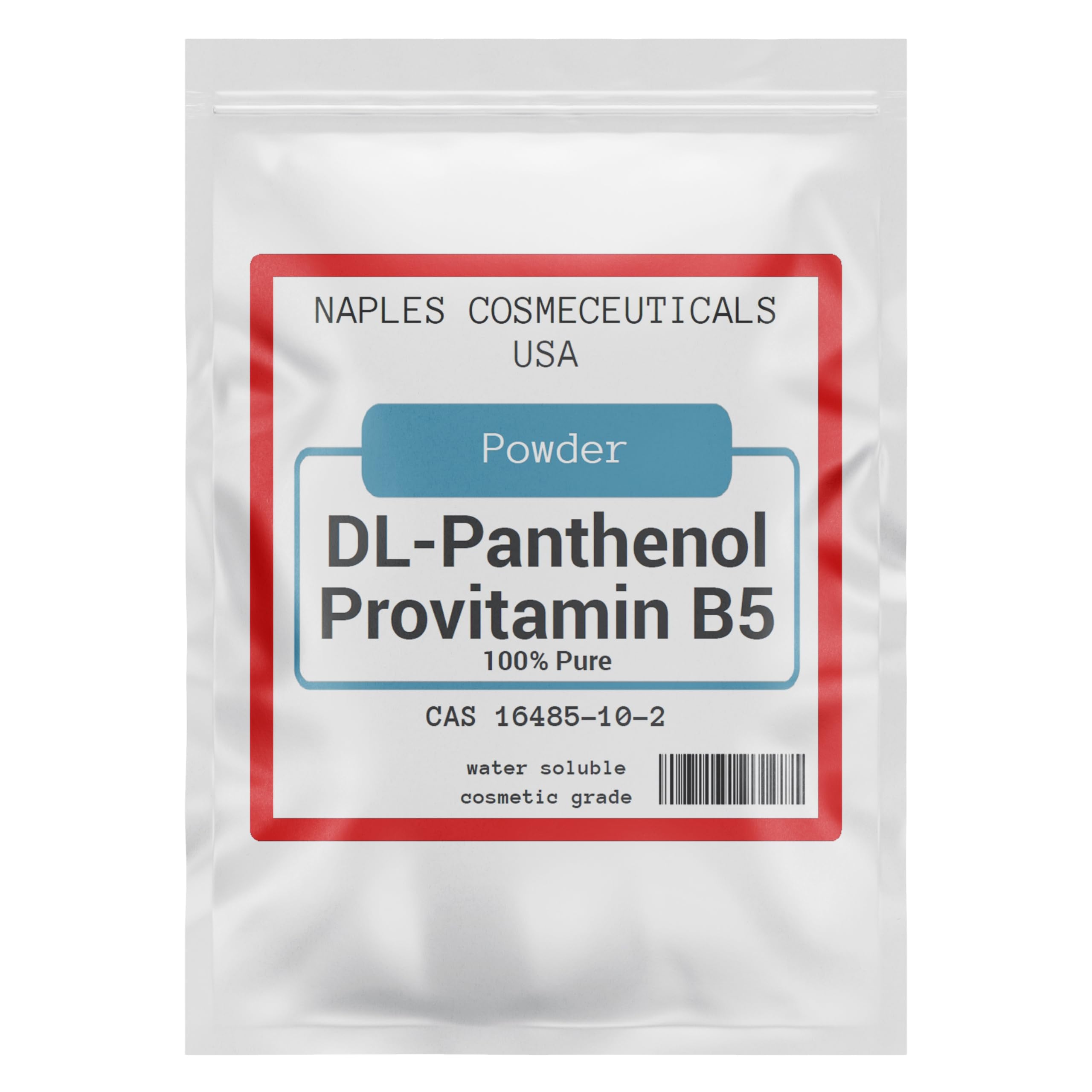Naples Cosmeceuticals panthenol powder jar highlighting deep skin hydration and barrier care