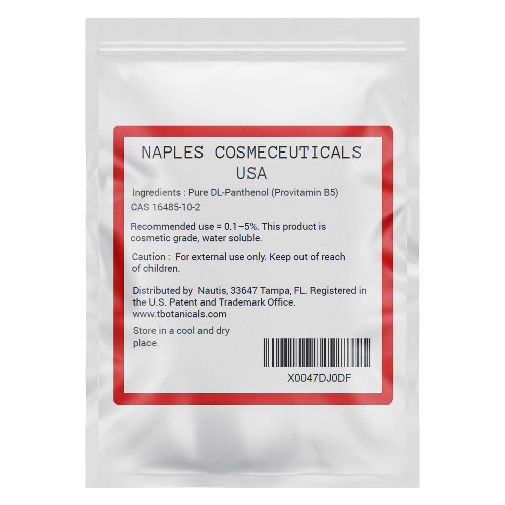 Naples Cosmeceuticals panthenol powder purity and formulation versatility for cosmetics
