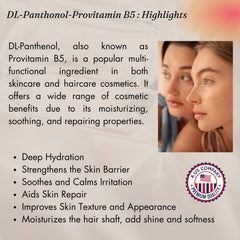 Naples Cosmeceuticals panthenol powder skin hydration label highlights moisturizing potential