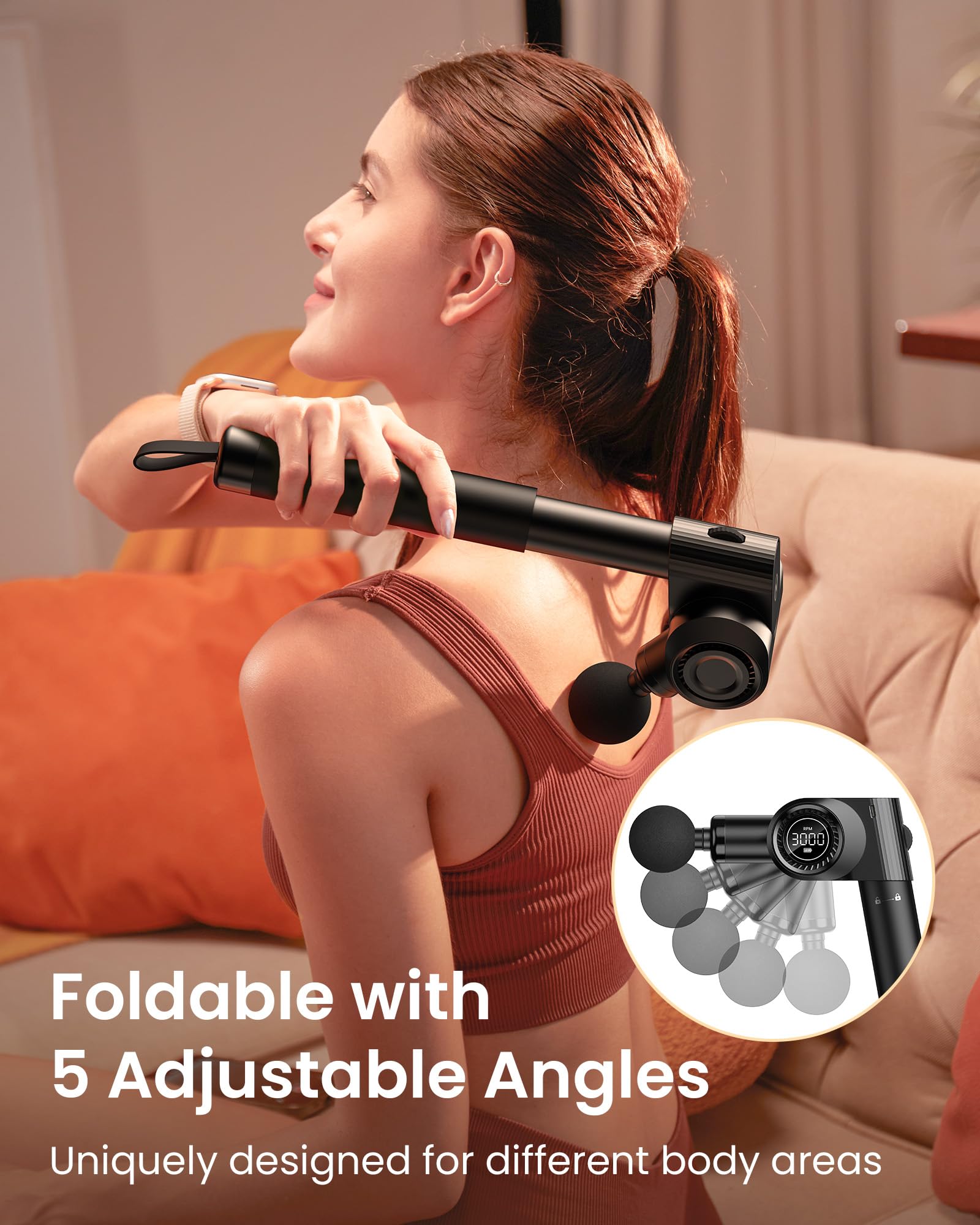 NAPRE Massage Gun LED screen displays speed and battery for quick adjustments.