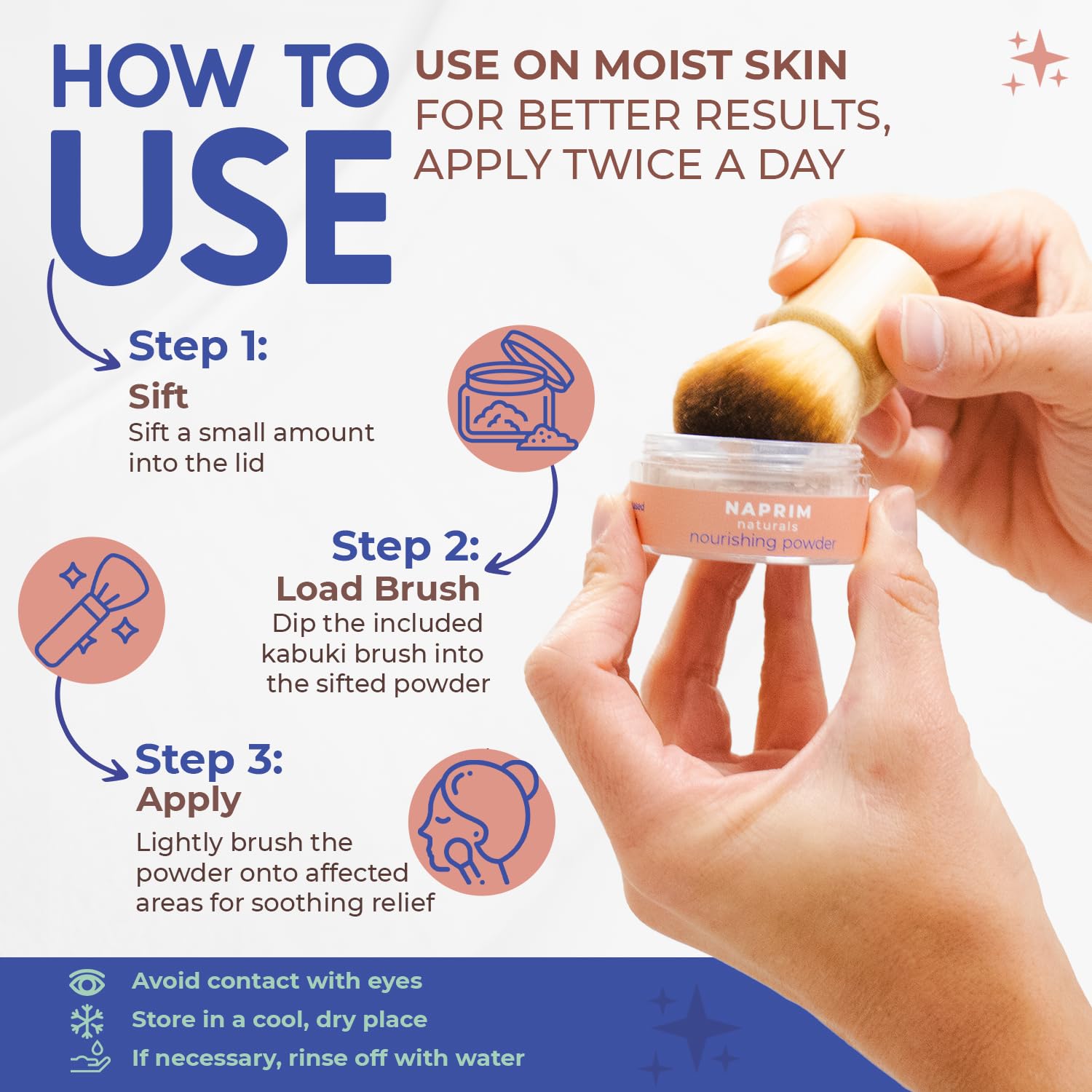 Naprim Naturals Nourishing Powder baby-safe label signals gentle care for delicate skin.