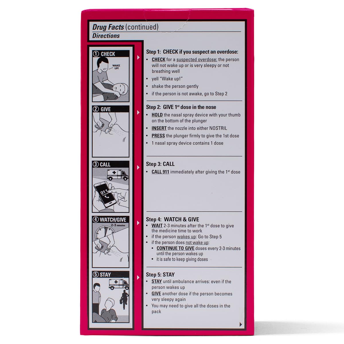 NARCAN nasal spray 4 mg emergency kit placement, ready for care when needed.