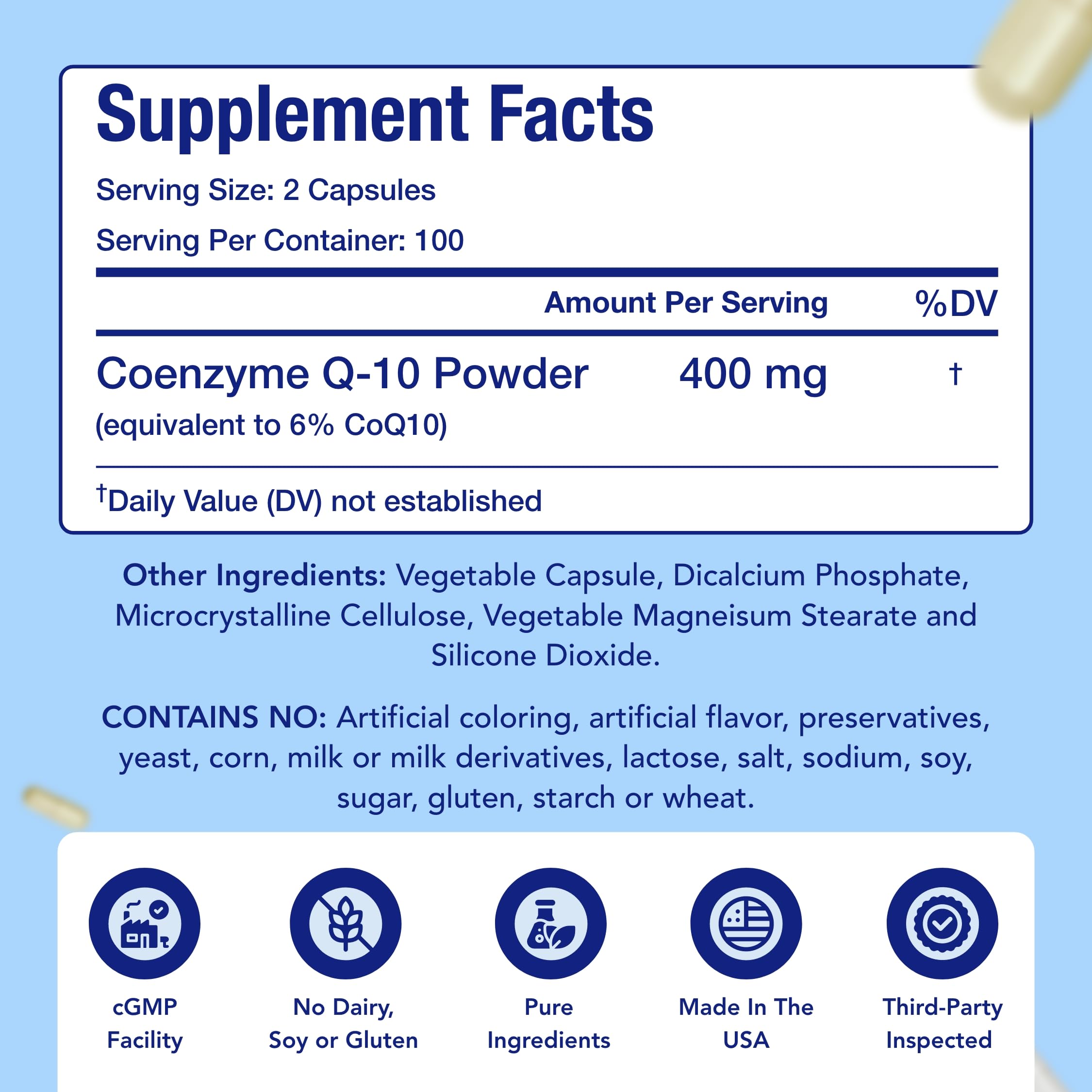 CoQ10 label by NasaBeahava highlighting vegan and purity.