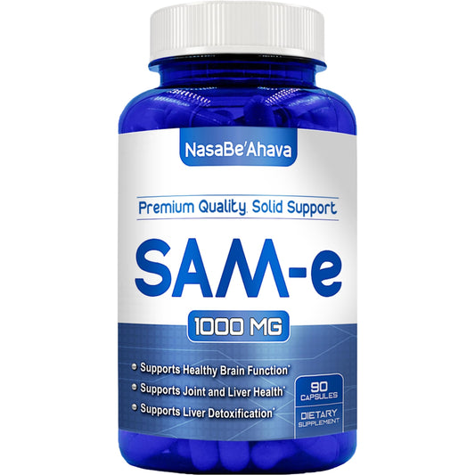 NasaBeahava SAM-e extra strength bottle promotes mood support possibilities.