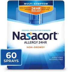 Nasacort nasal spray discreet-use image suggests quick relief with minimal smell