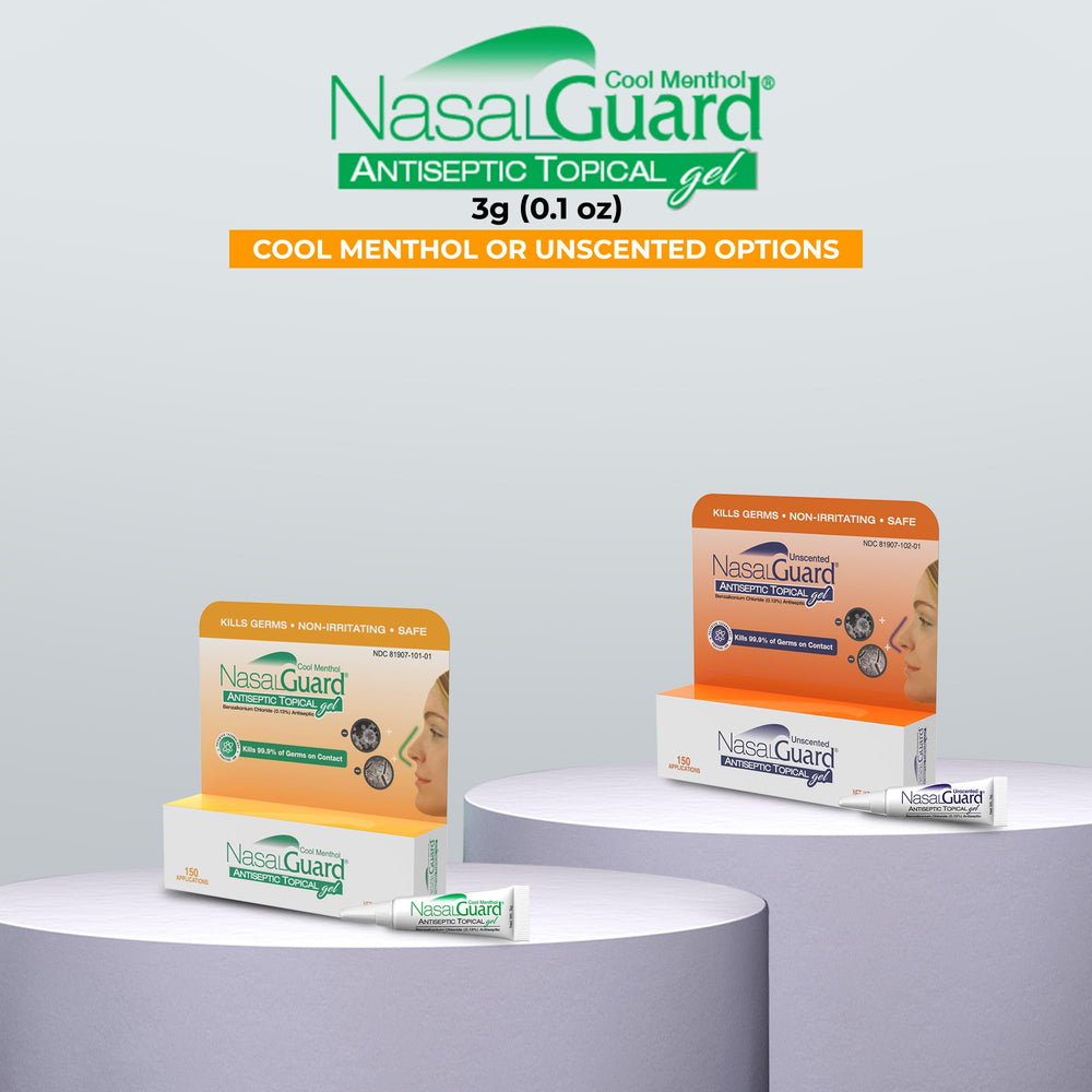 Compact NasalGuard storage tubes for travel and purse.
