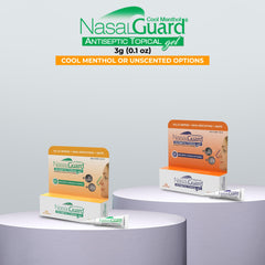 Compact NasalGuard storage tubes for travel and purse.