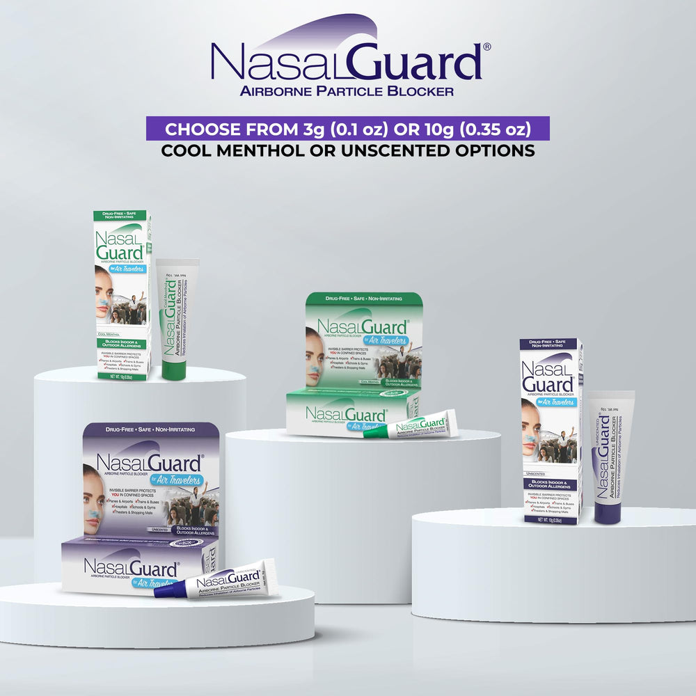 NasalGuard unscented gel suitable for crowded venues like airports.
