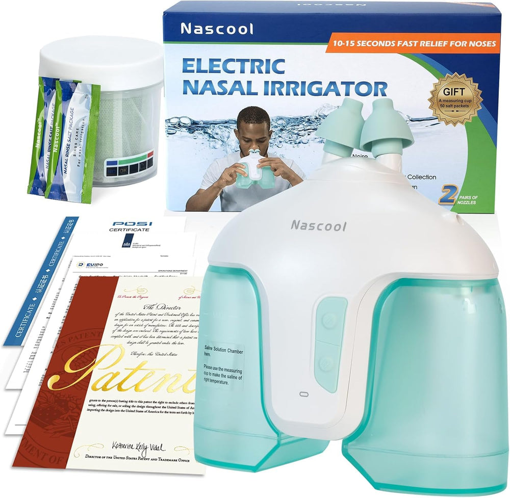Nascool nasal irrigation system in green offers gentle cleansing for daily nasal comfort