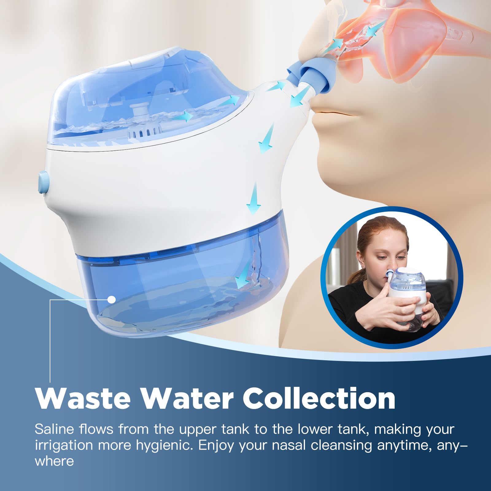 Nascool measuring cup ensures accurate saline concentration.