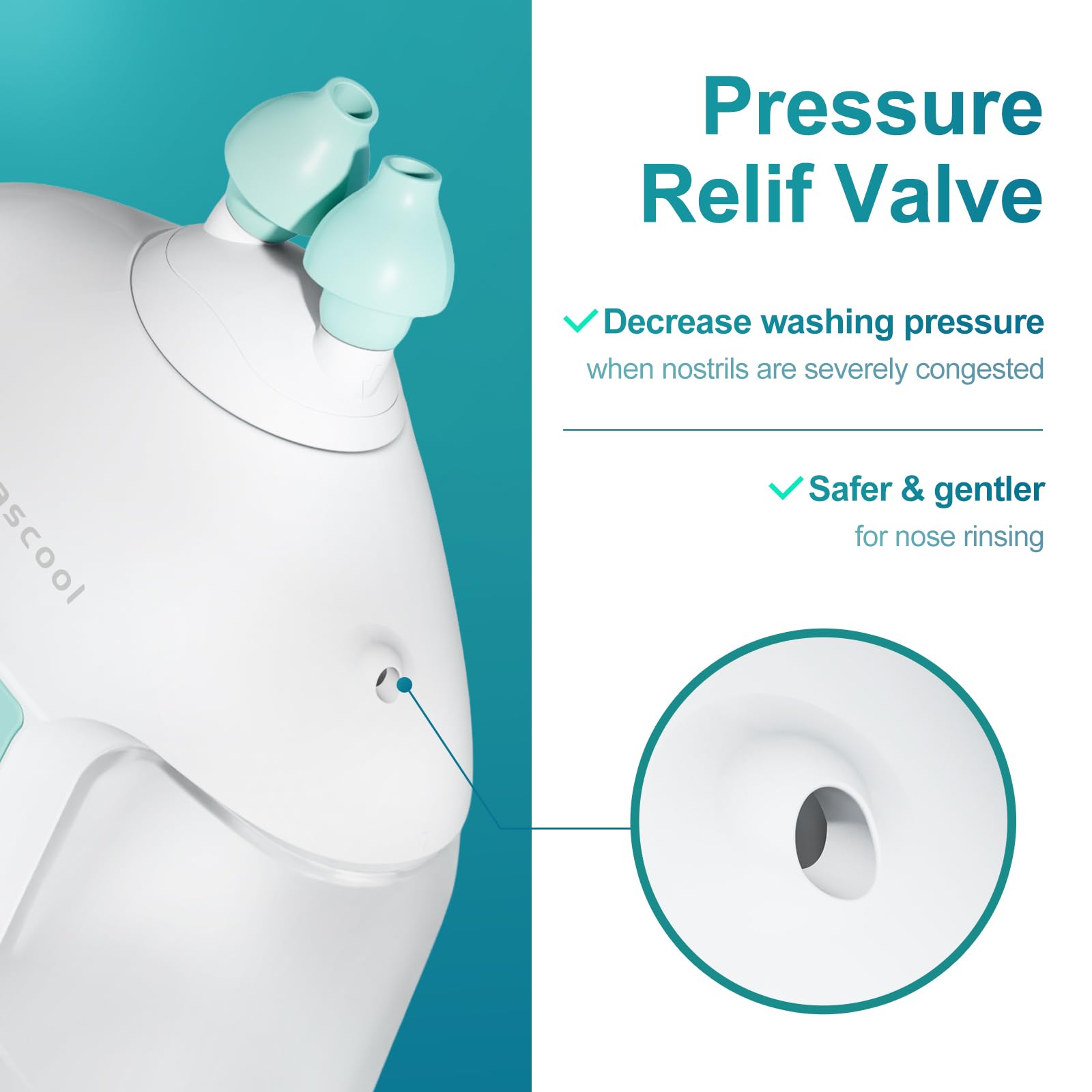 Nascool silicone nose pillows and nozzles provide comfortable use.