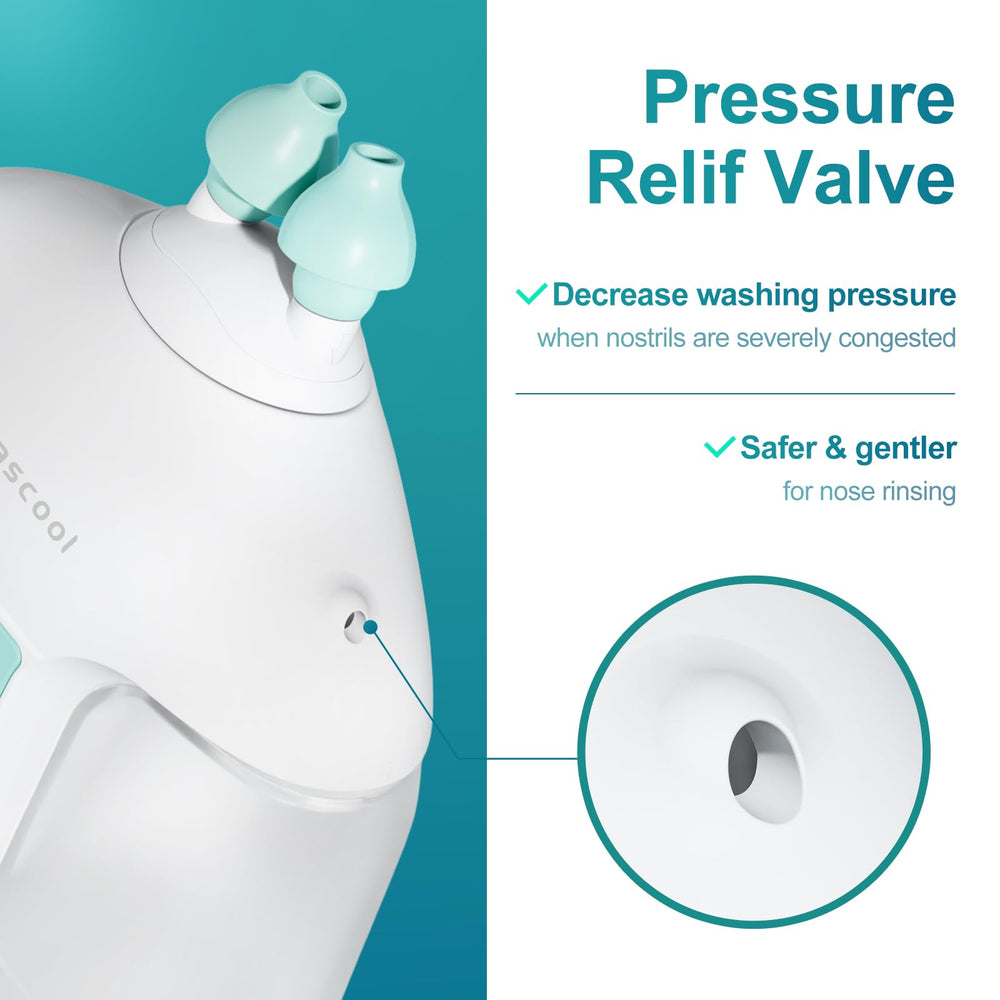 Nascool silicone nose pillows and nozzles provide comfortable use.