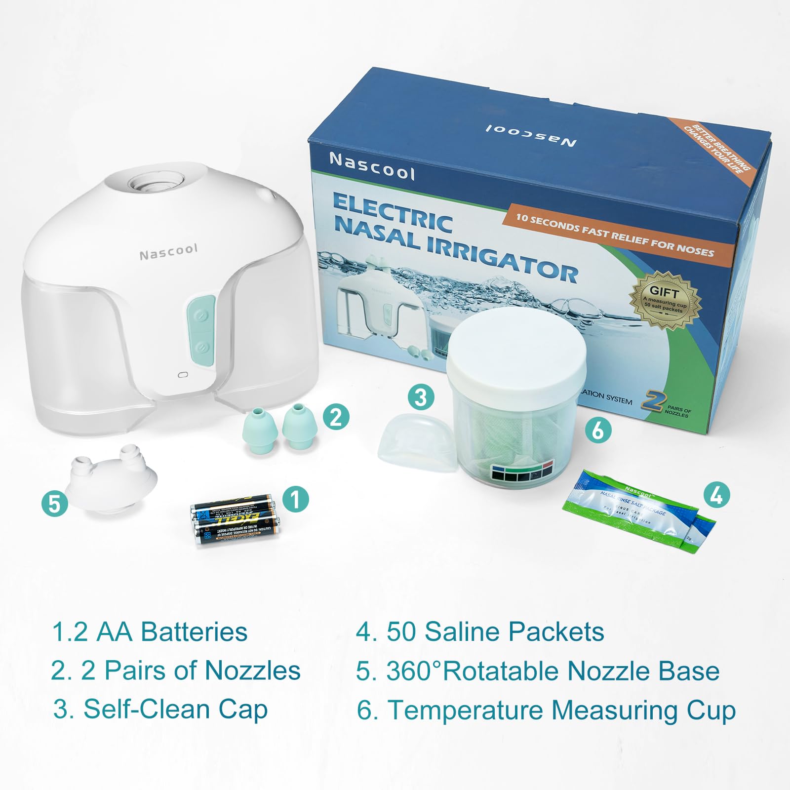 Nascool two-mode button offers gentle and strong cleaning options.