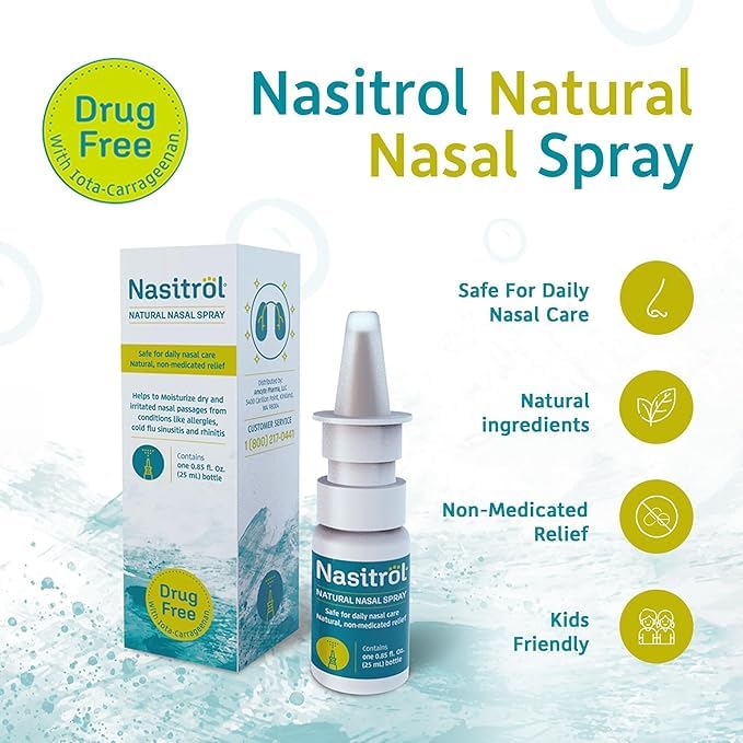 Nasitrol nozzle in use delivering gentle saline mist