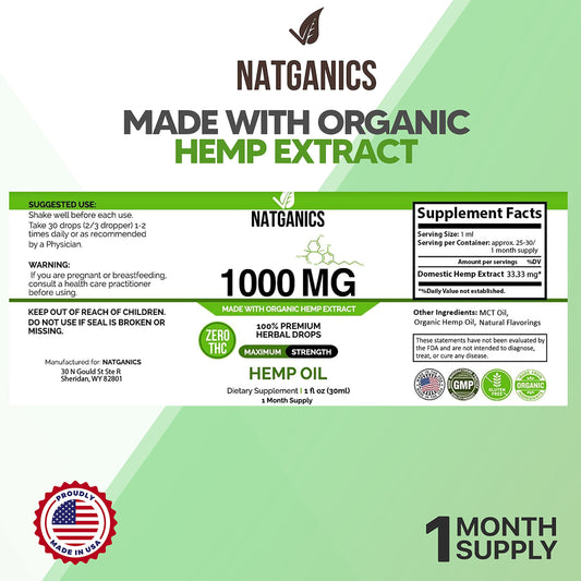 Natganics hemp oil drops mint flavor for easy dosing