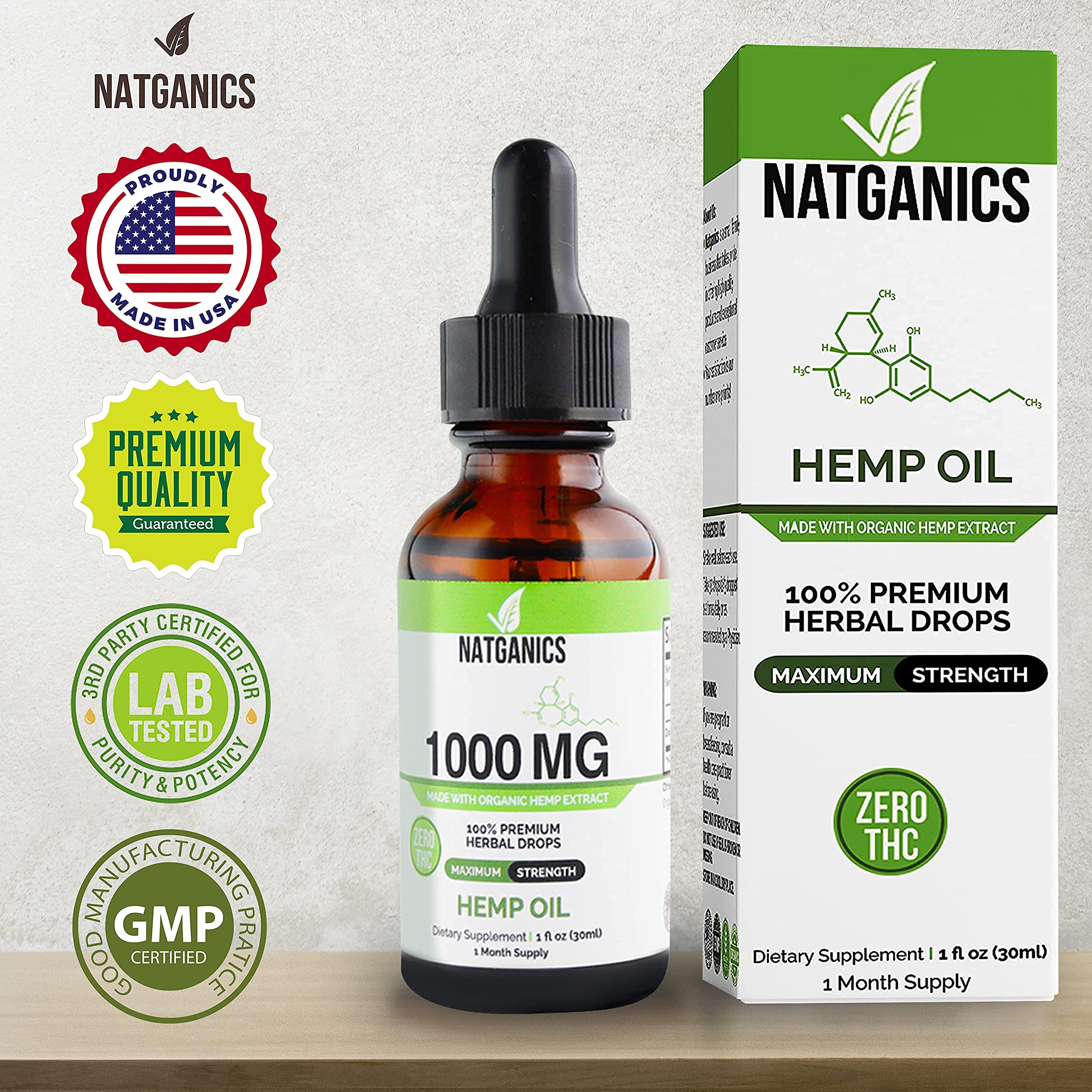 Natganics packaging: bottle and box for tidy storage
