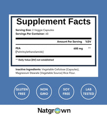 Natgrown PEA label showing USA-made and gluten-free formula.