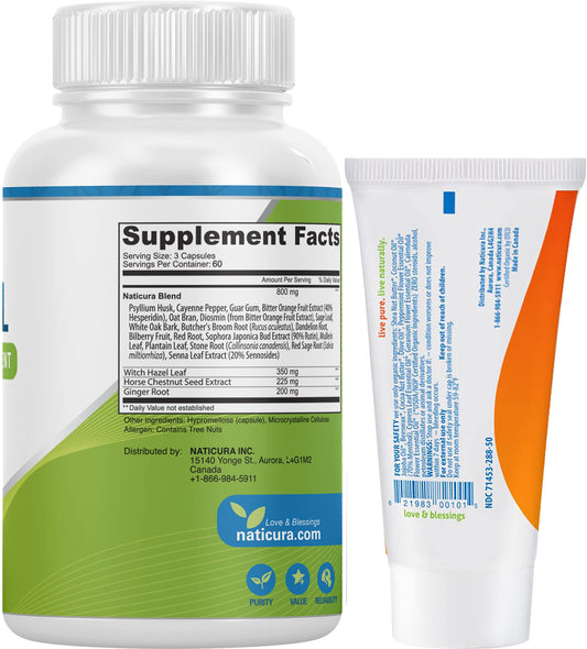 Naticura Alleviate hemorrhoid relief cream tube delivers a cooling, soothing effect.