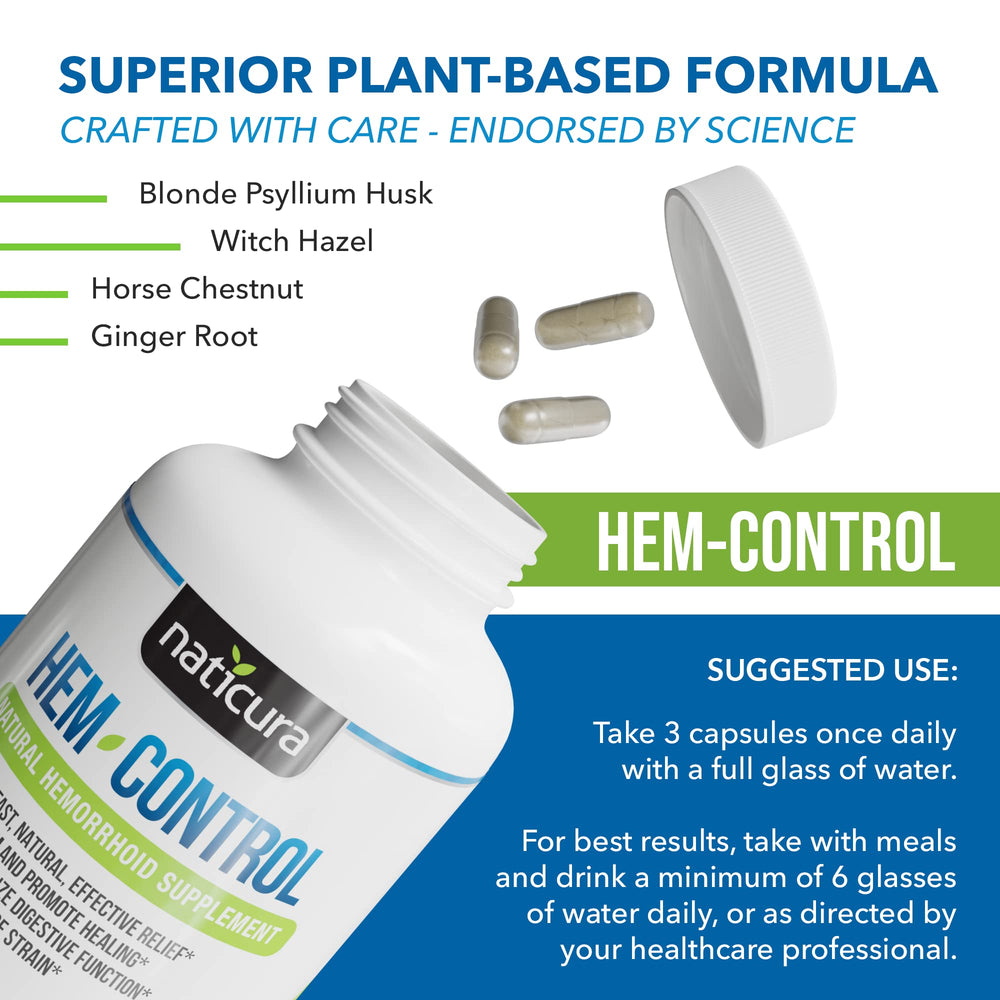 Naticura Hem-Control serving pills in bottle for daily use