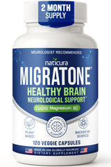 Naticura Migratone bottle showing the comprehensive migraine relief blend
