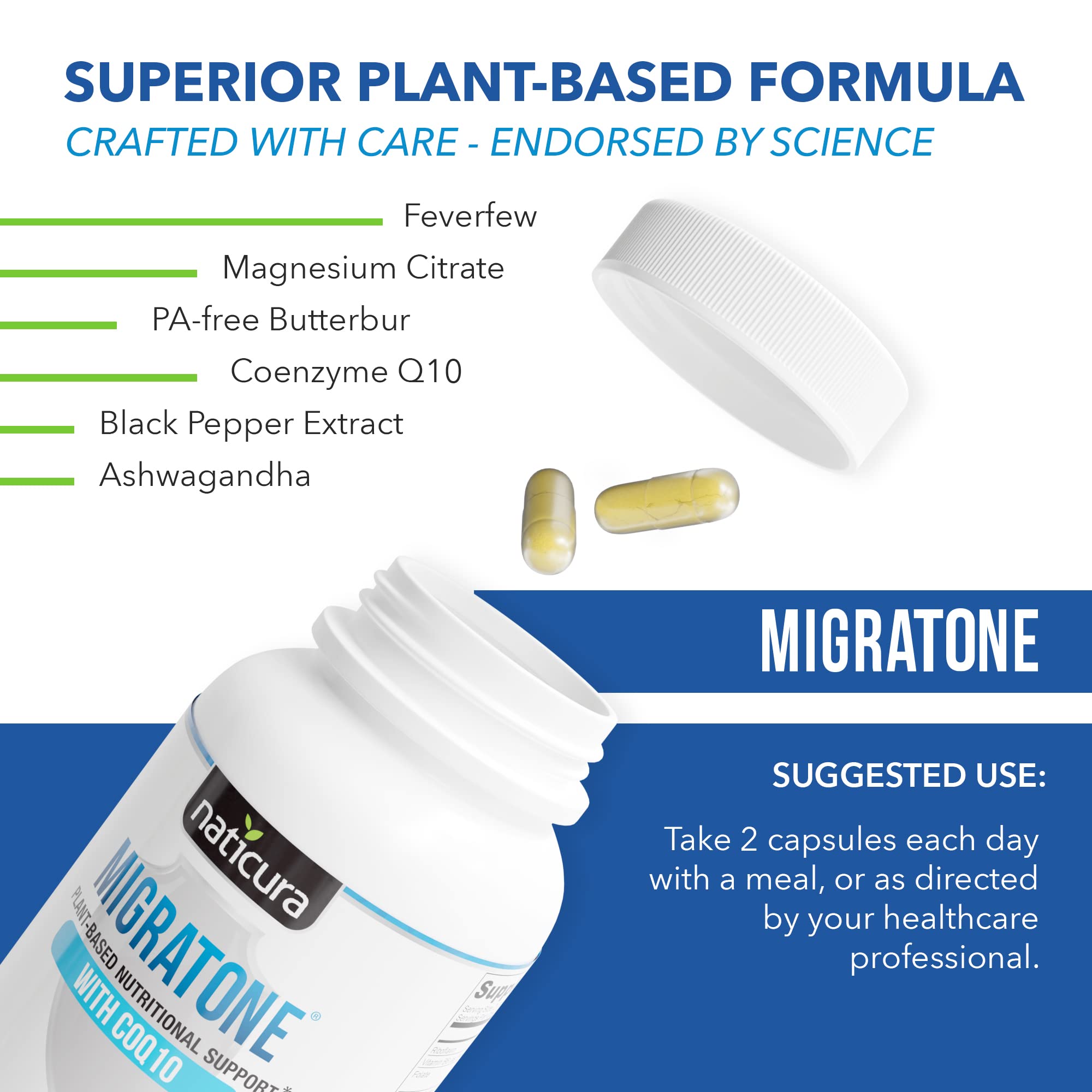 Naticura Migratone butterbur feverfew panel with PA-free botanicals
