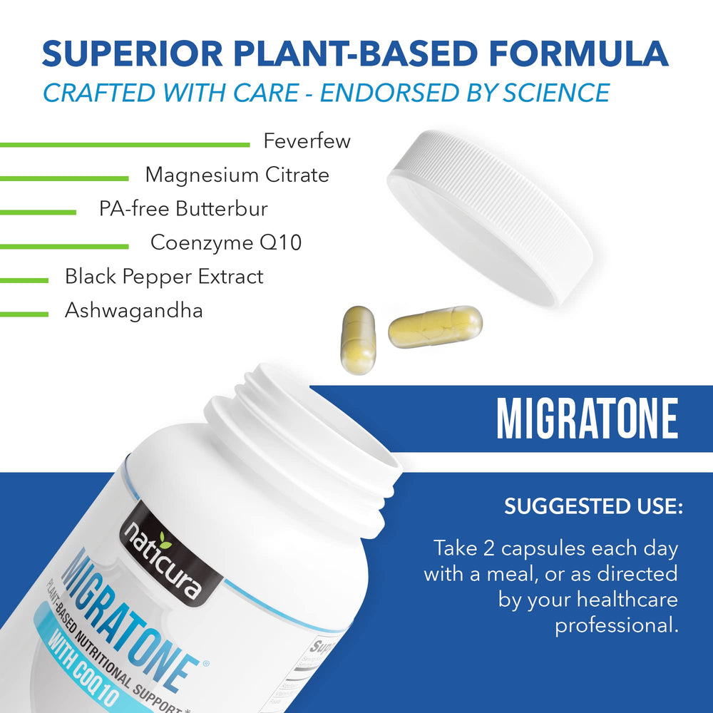Naticura Migratone butterbur feverfew panel with PA-free botanicals