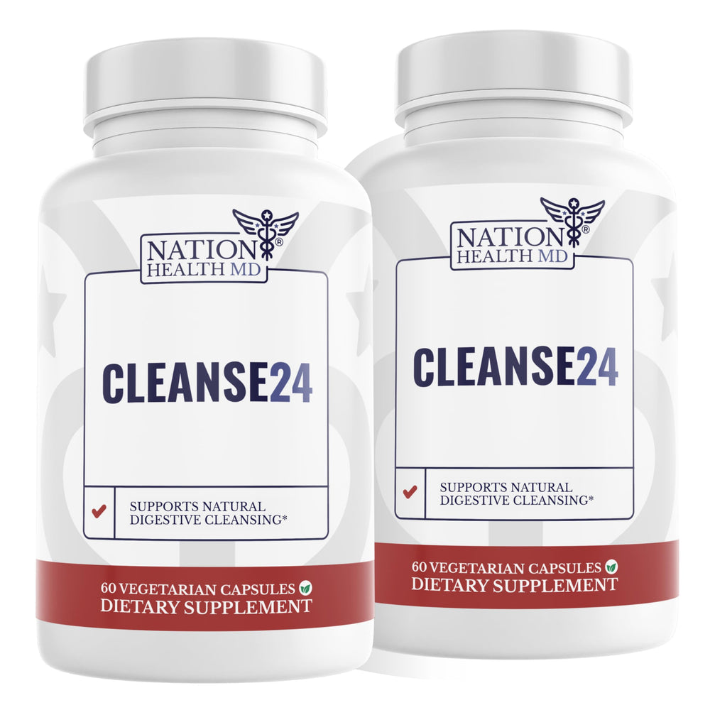 Nation Health MD Cleanse24 bottle front view for daily gut support