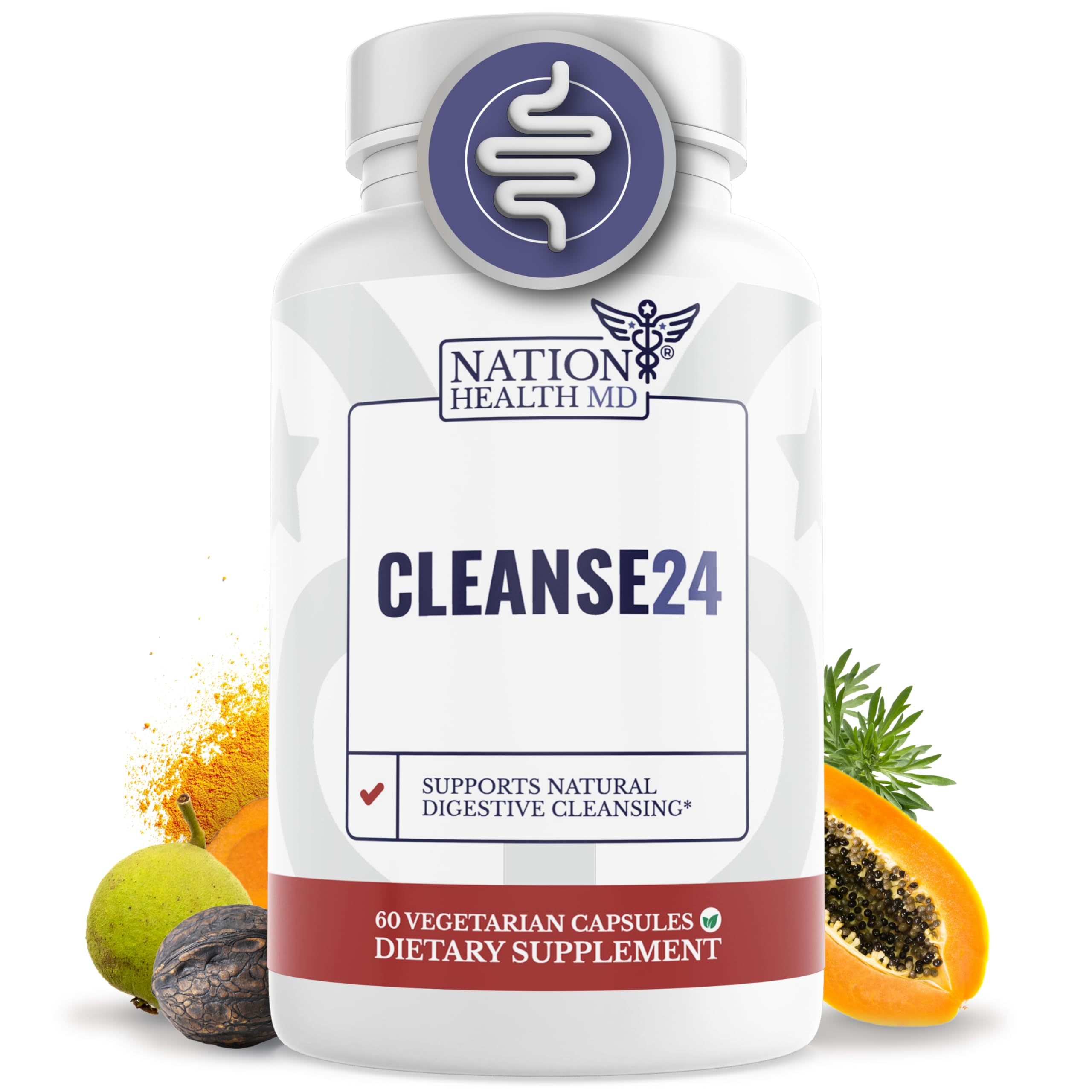NATION HEALTH MD Cleanse24 capsules for daily gut support.