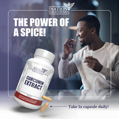 Nation Health MD Curcumin extract capsules ready for daily use in a vegan, allergen-friendly format