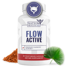 Nation Health MD Flow Active bottle front view for daily urinary support.