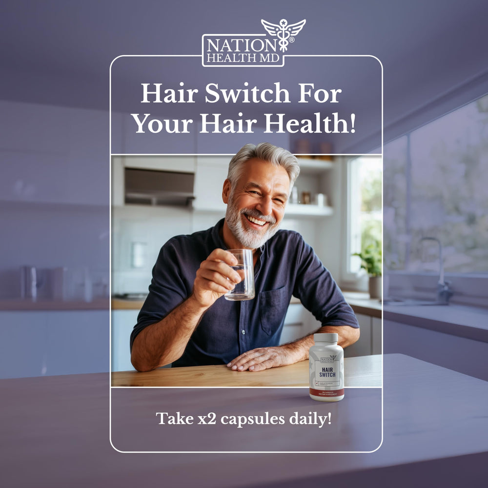 Nation Health MD Hair Switch on a morning routine setup for consistency.
