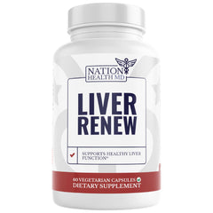 Nation Health MD Liver Renew bottle label highlights liver support for daily wellness