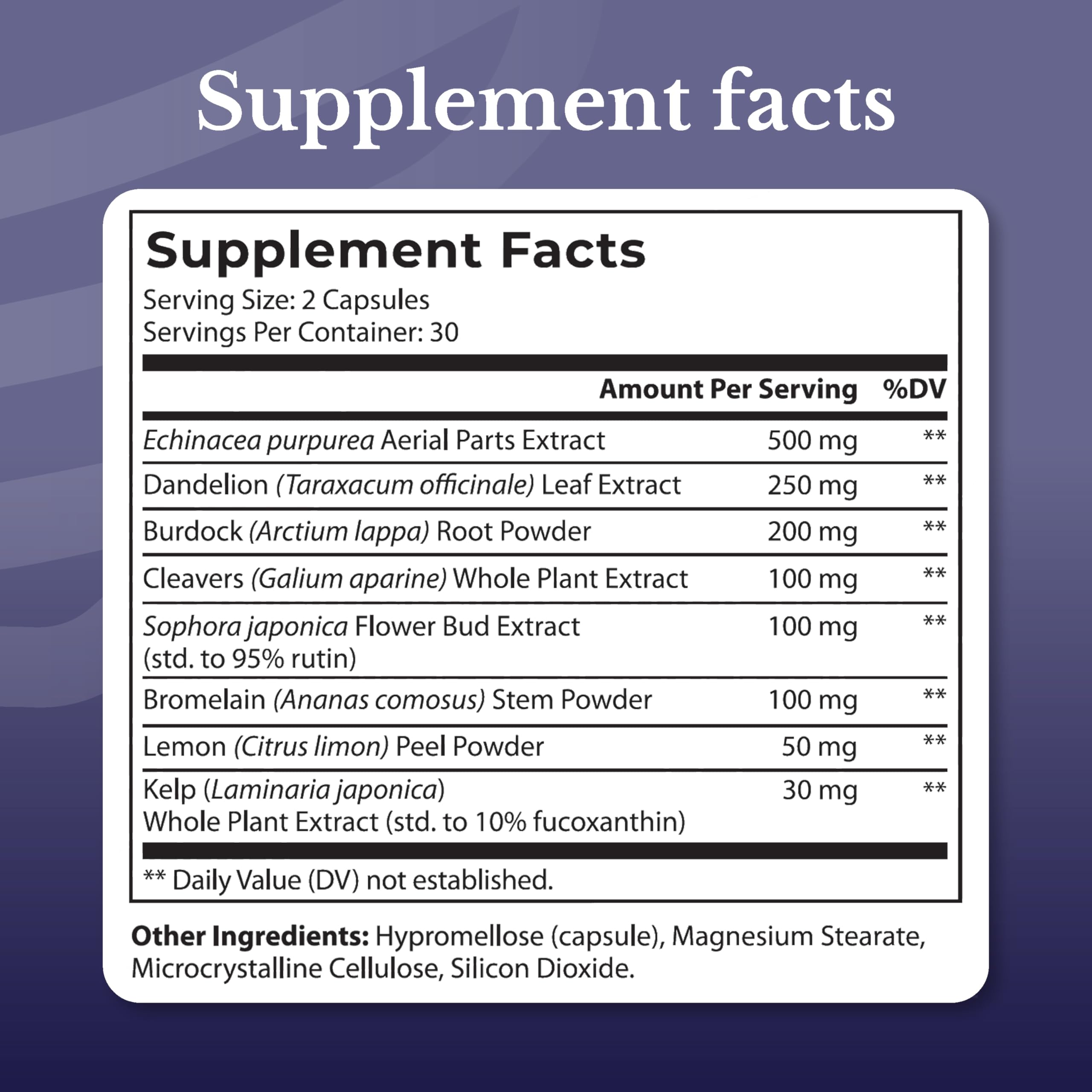 Nation Health MD Lymph MD bottle back label with ingredient overview
