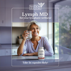 Nation Health MD Lymph MD packaging with label detail and safety claims.