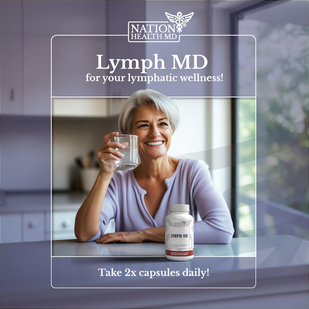 Nation Health MD Lymph MD turmeric root visual evokes plant-powered wellness.