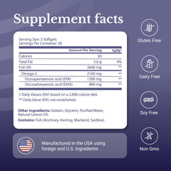 Nation Health MD Omega-3 softgels close-up highlighting lemon-flavored oil for smoother ingestion