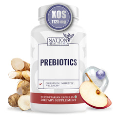 Nation Health MD prebiotics bottle with capsules for convenient daily digestive support