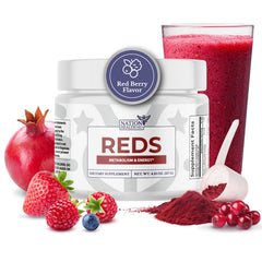 Nation Health MD Reds Powder bottle showing antioxidant-rich blend for daily wellness.