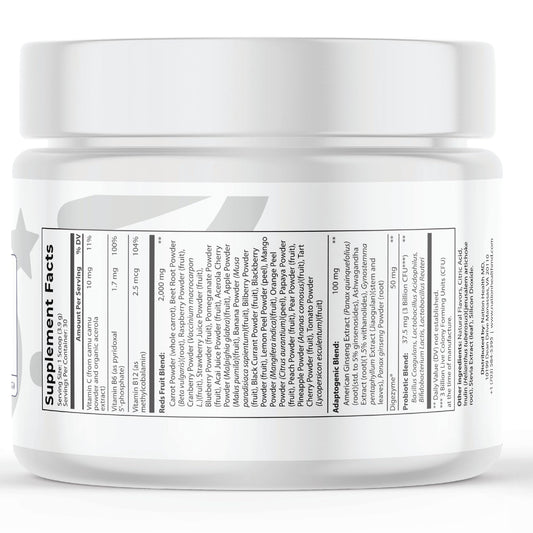 Nation Health MD Reds Powder scoop measures servings for easy daily nutrition.