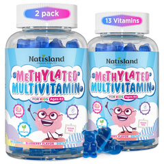 Natisland Kids Methylated Multivitamin bottle for daily growth and immune support.