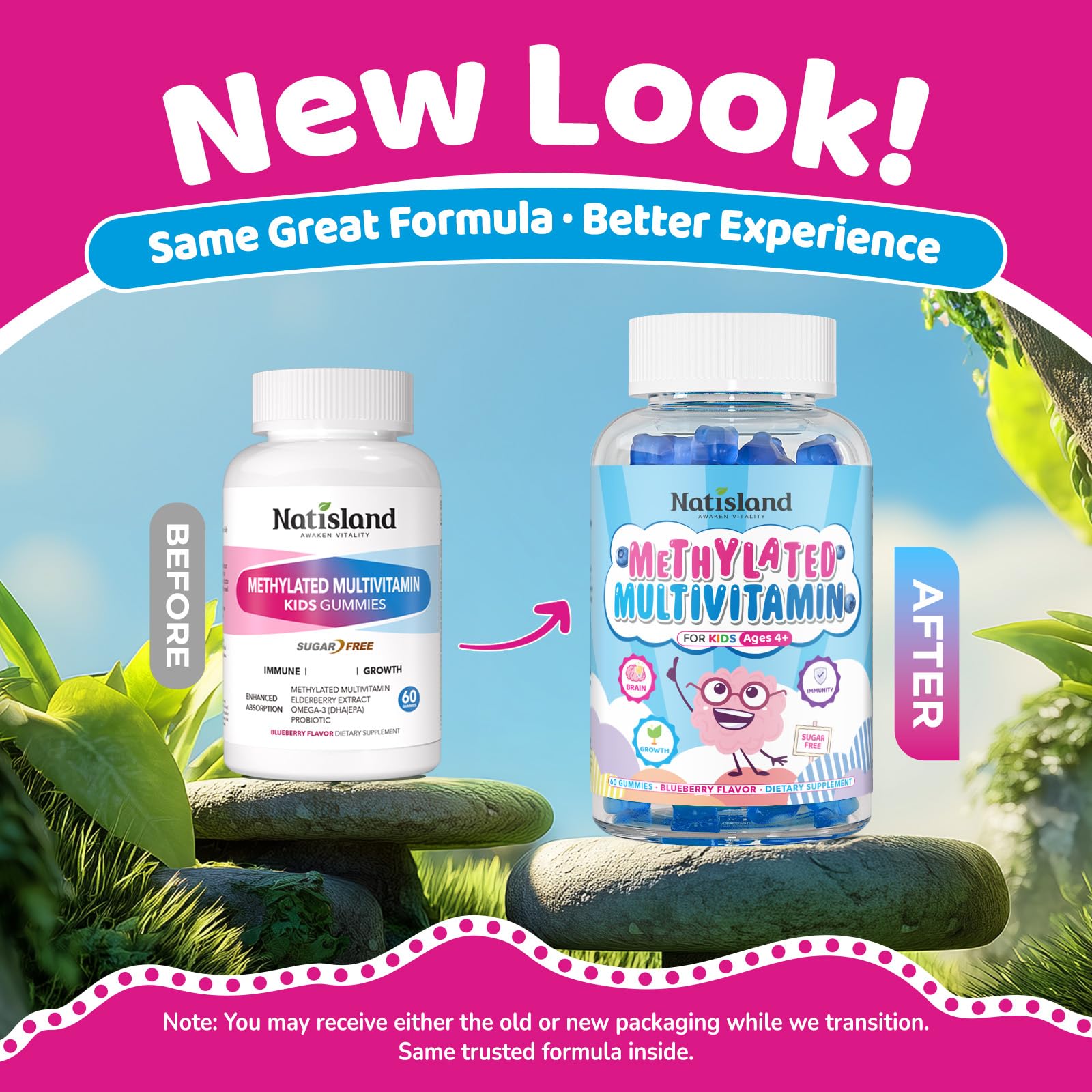 Natisland methylated multivitamin gummies closeup for tasty daily nutrition.