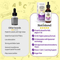 NATISLAND kid-friendly bottle with clear dosage guidance on packaging