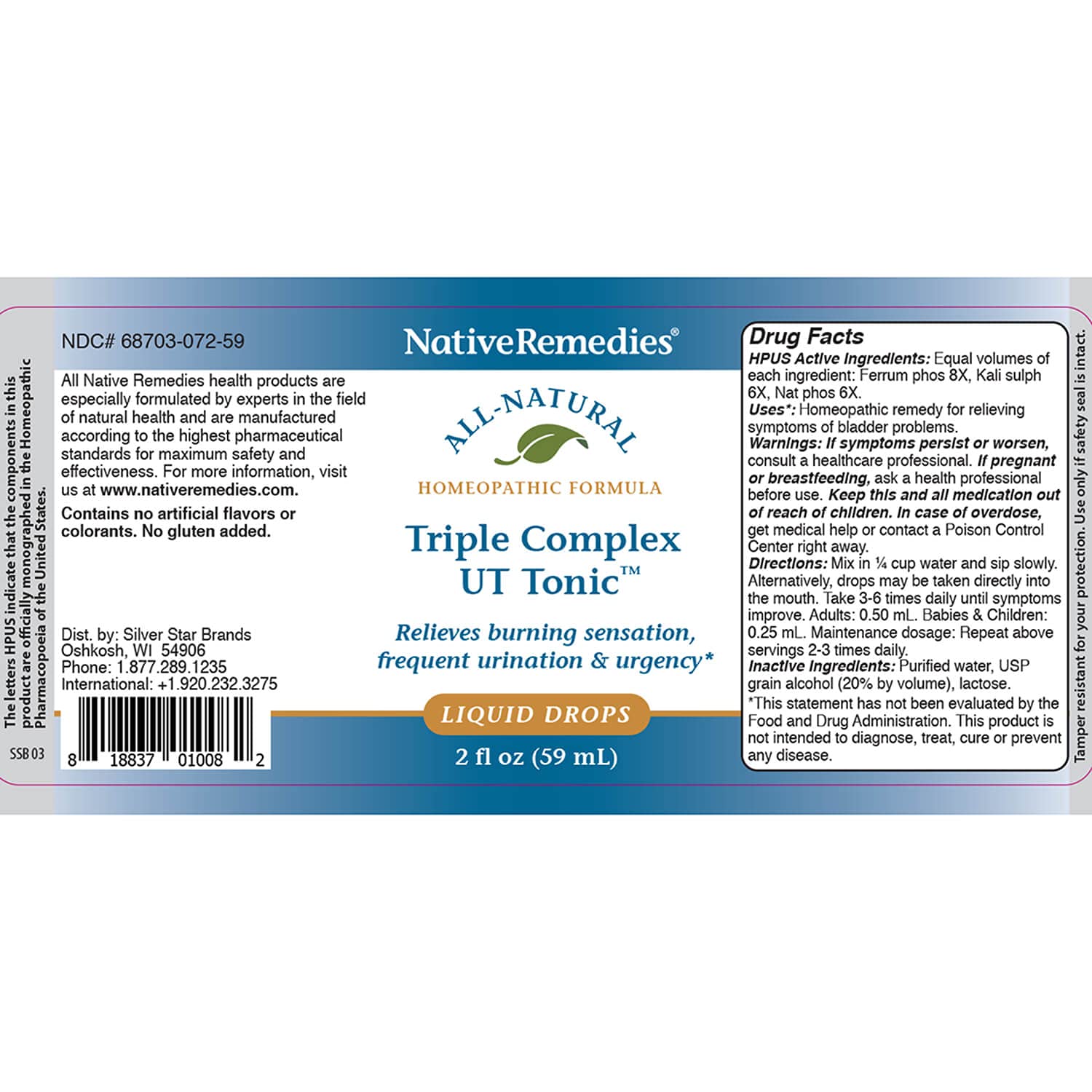 Native Remedies Bladder Plus UltraPack ingredients infographic emphasizes 100% natural remedies