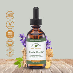 Native Remedies Kiddie Florish dropper closeup for easy dosing.