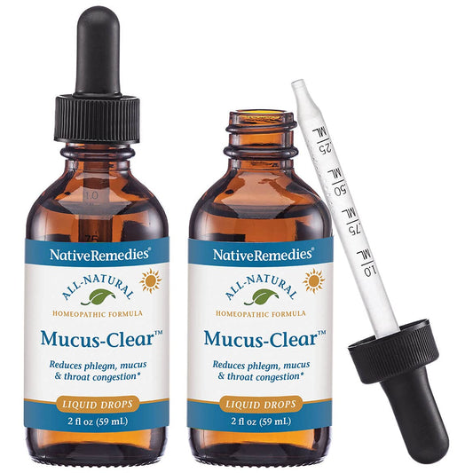 Native Remedies Mucus-Clear bottle tincture for temporary mucus relief.