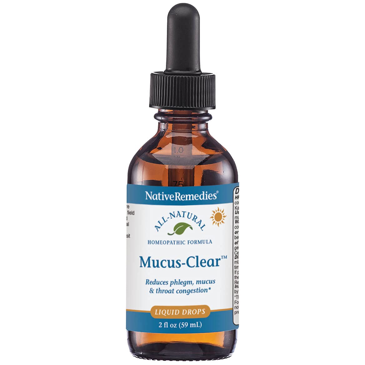 Native Remedies Mucus-Clear dropper showing easy, precise tincture dosing.