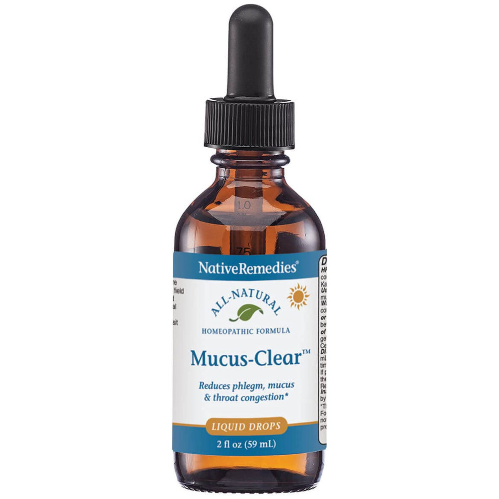 Native Remedies Mucus-Clear dropper showing easy, precise tincture dosing.