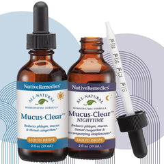 Native Remedies Mucus-Clear Nighttime drops for easy evening dosing.