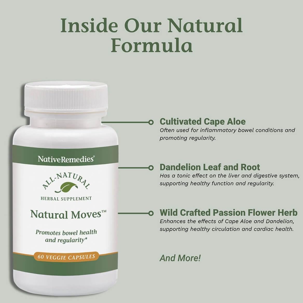 Close-up of Natural Moves capsules for gentle daily support